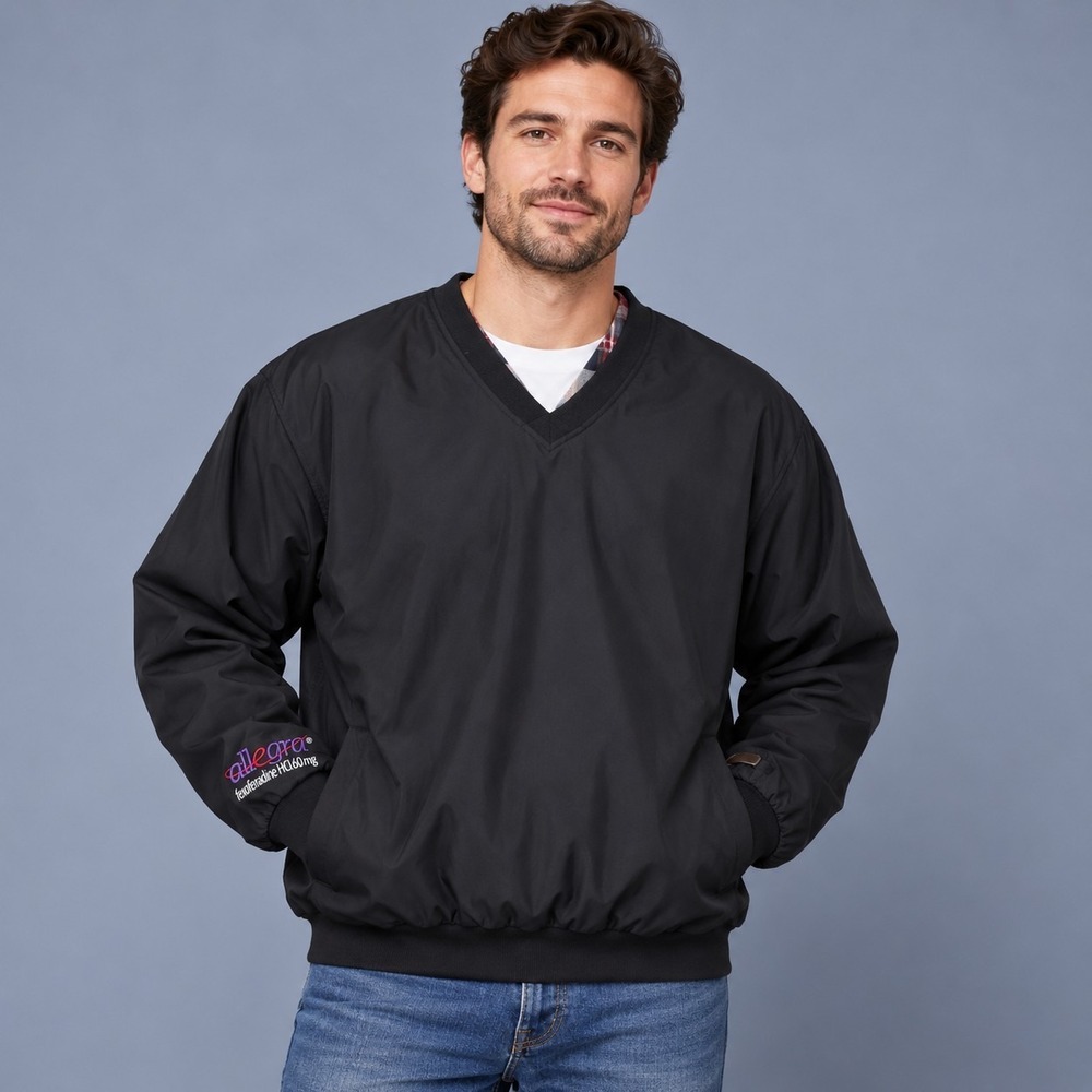 Antigua Black V-Neck Golf Windshirt Men's Large Allegra Embroidered Gorpcore Y2K
